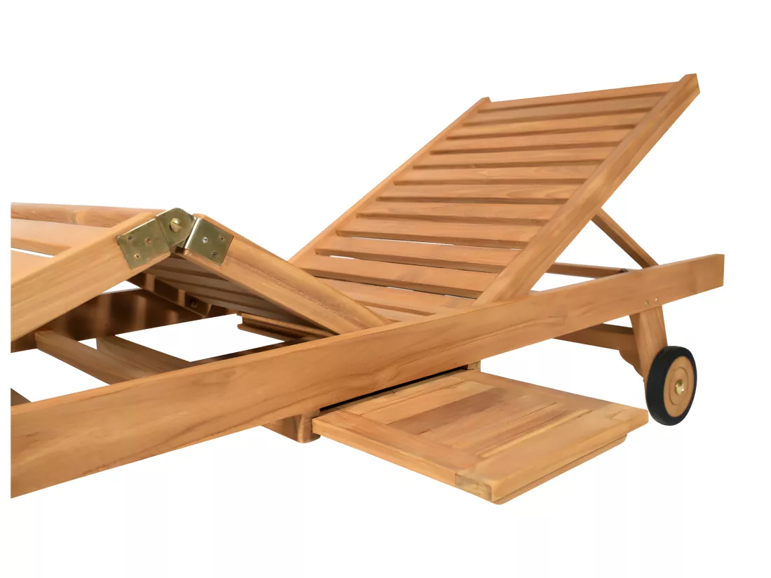 Lot de 2 bains de soleil multipositions en teck - Naturel clair - BYBLOS II de MYLIA