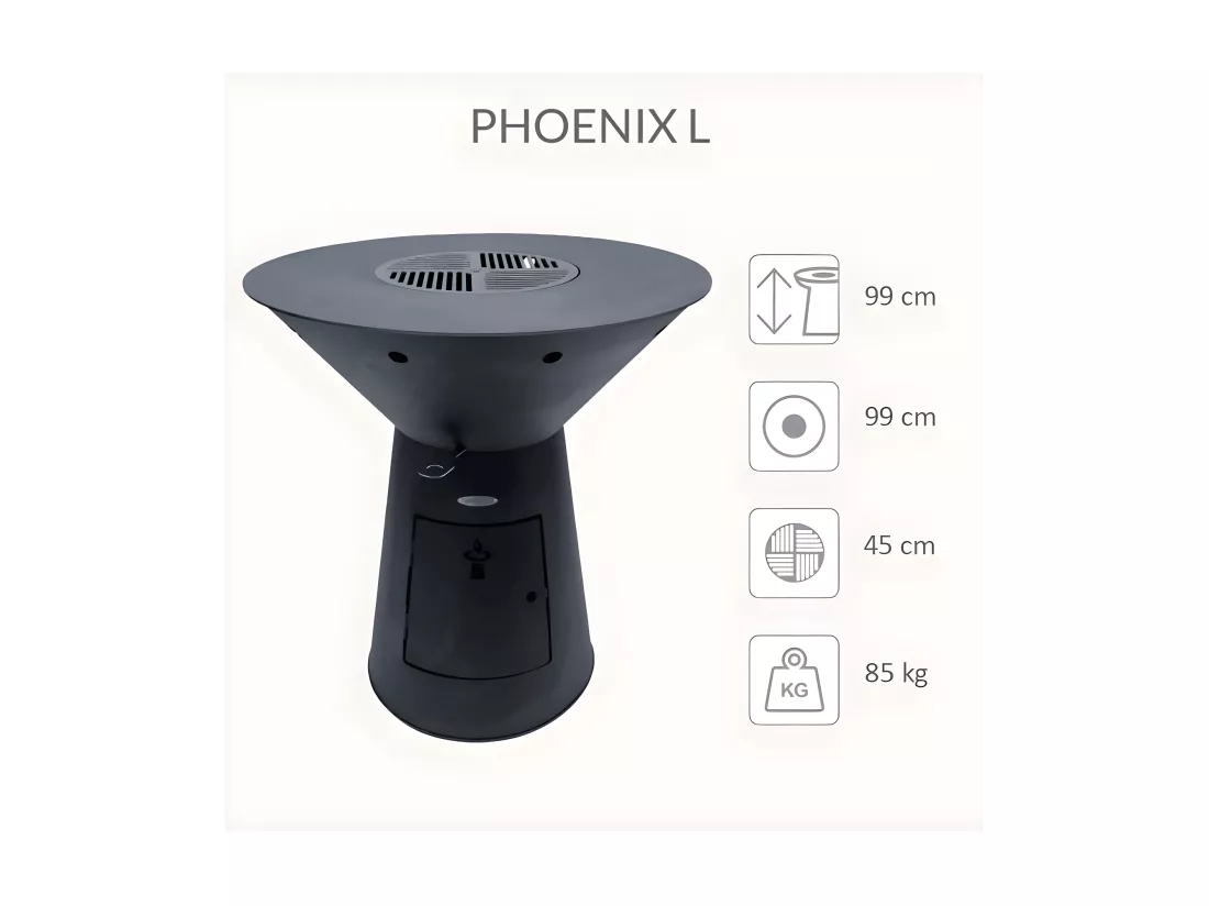Barbecue brasero en acier Phoenix Hauteur 99 cm Diamètre 99 cm
