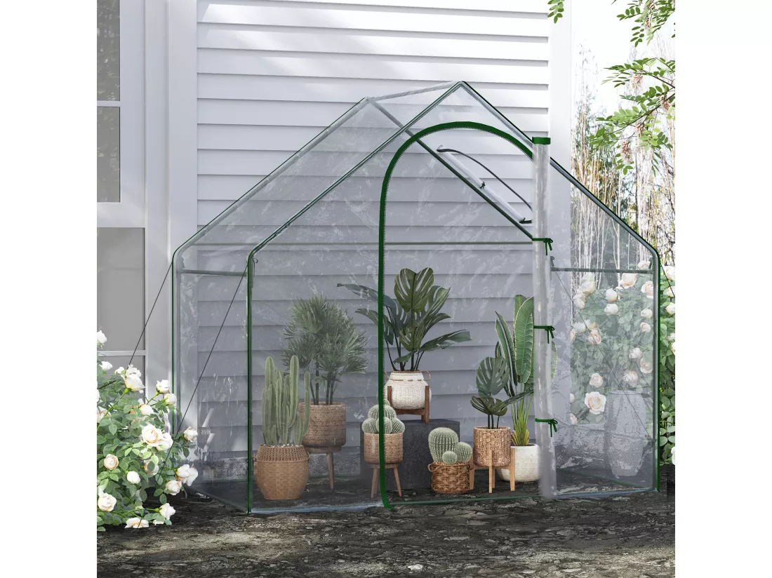 Serre de jardin balcon terrasse serre pour tomates 1,8L x 1l x 1,68H m acier PE imperméable transparent