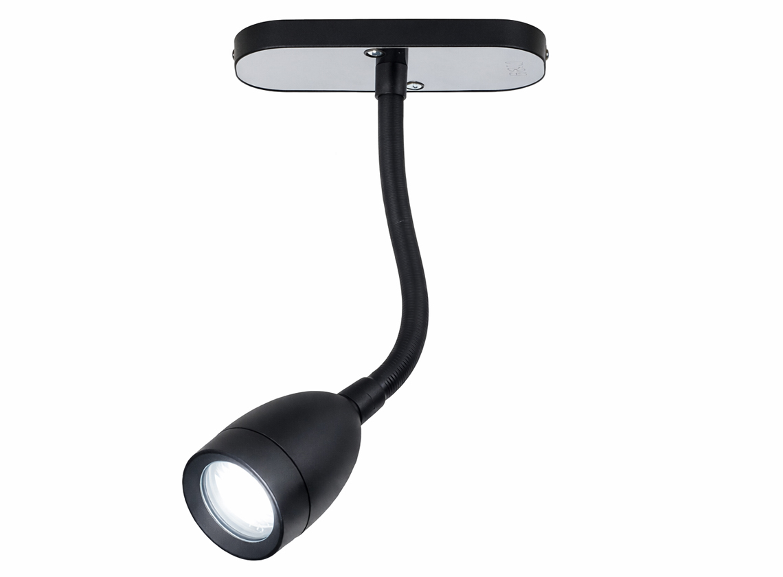 Travelleds met USB-A laadpoort flexibele opbouwspot - black