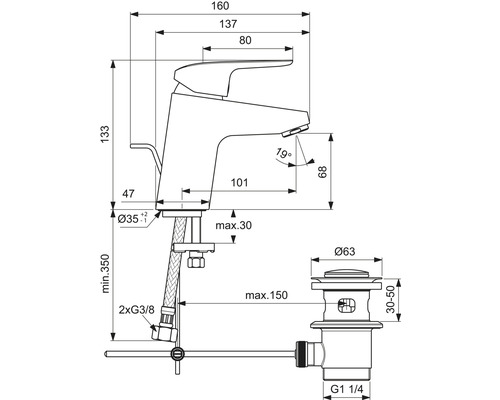 Ideal Standard CERAFLEX chroom wastafelkraan B1708AA