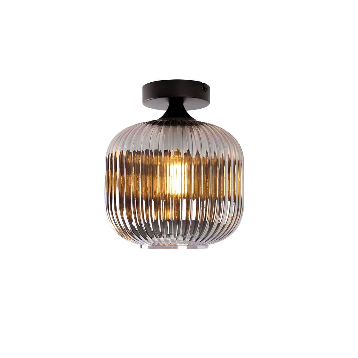 Smart plafondlamp zwart met smoke glas incl. Wifi A60 - Karel