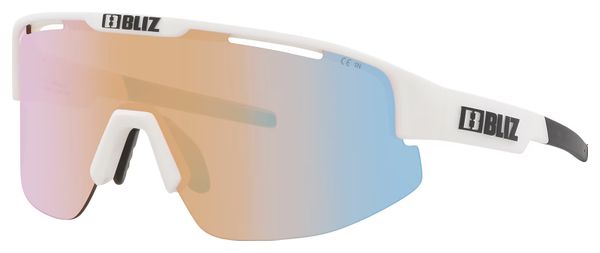 Lunettes Bliz Matrix Blanc Mat - Ecran miroir Orange/Bleu