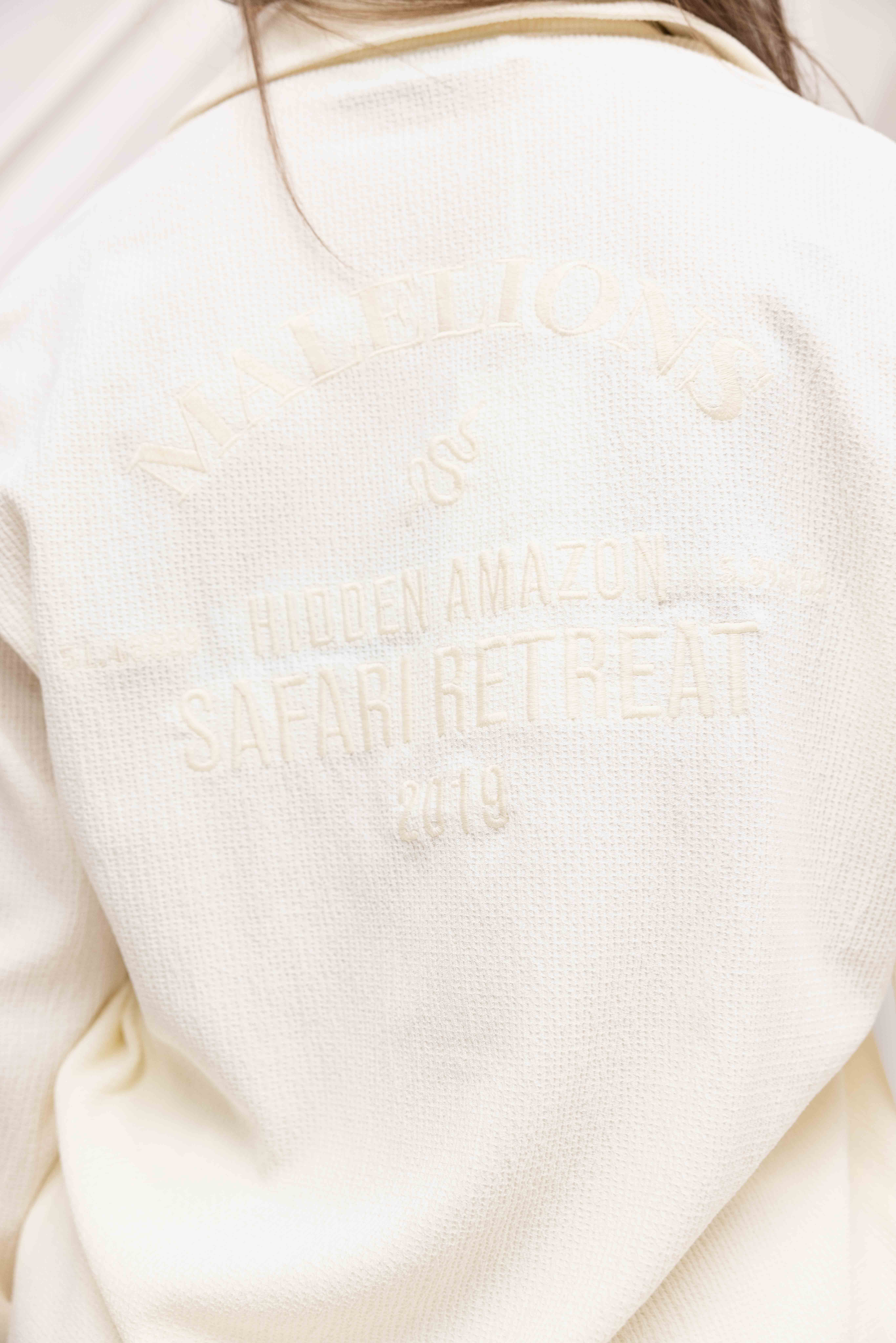 Malelions Seersucker Button-Up Set Dames Gebroken Wit