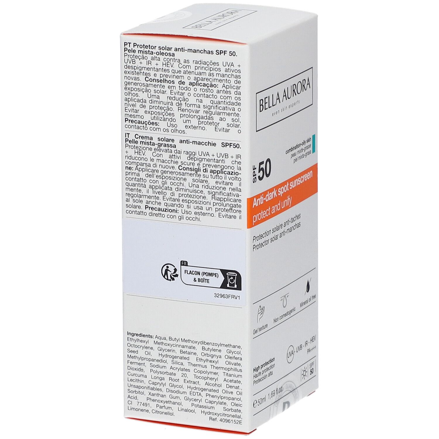 BELLA AURORA Sonnencreme gegen Pigmentflecken LSF50 Mischhaut bis fettige Haut