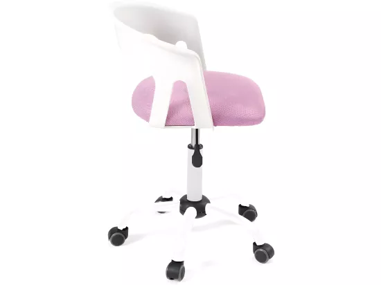 Chaise bureau roulettes accoudoir assise rembourée hauteur réglable pivotant AYA (blanc rose)