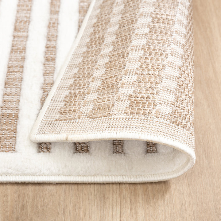 Modern binnen- en buitenkleed - Nori Curves Wit/Taupe
