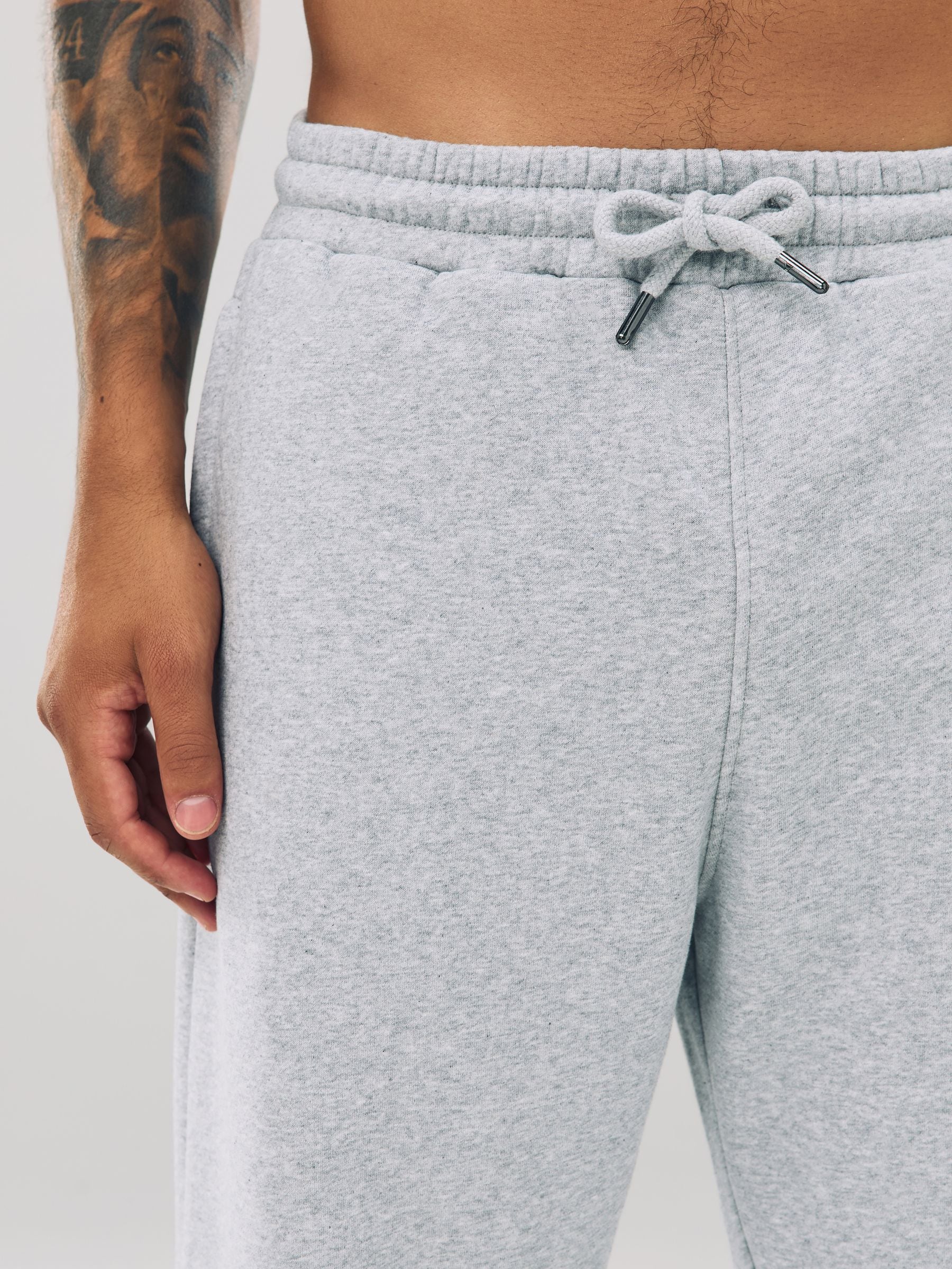Grijs gemêleerd - Straight fit - Katoenrijke Jersey Joggingbroeken