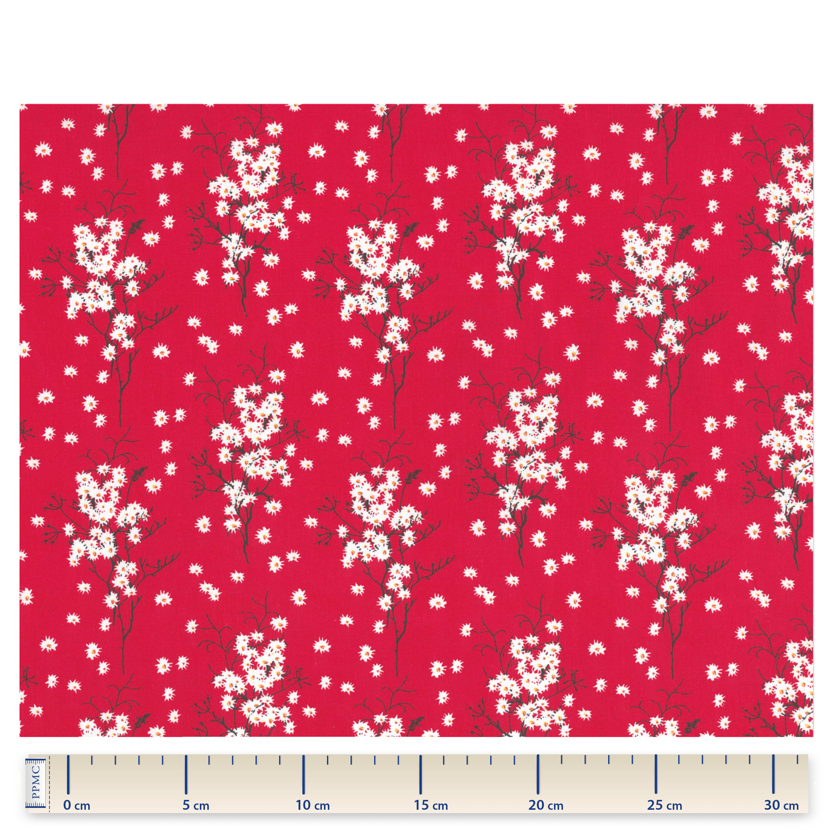 Tissu Coton Au Mètre Ex2255 Fleur De Cerisier Rouge