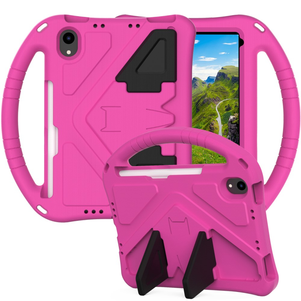 iPad Mini 7 (2024) / Mini 6 (2021) Stossfeste Kinder Schaumstoff Hülle mit Griff   Kickstand - Pink