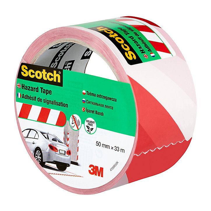Bande de marquage Scotch blanc et rouge, 50 mm x 33 m x 0,15 mm