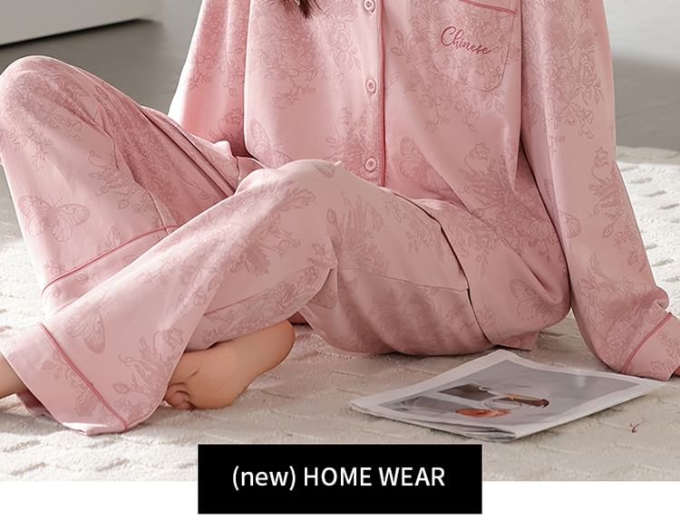 Jeony - Pyjamaset met lange mouwen en bloemenprint
