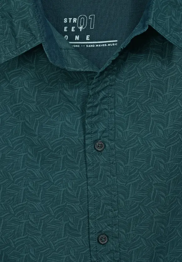 Kurzarmhemd mit Print - bottle green