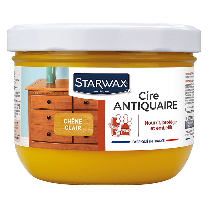 Cire antiquaire pâte bois ciré chêne clair Starwax 375ml