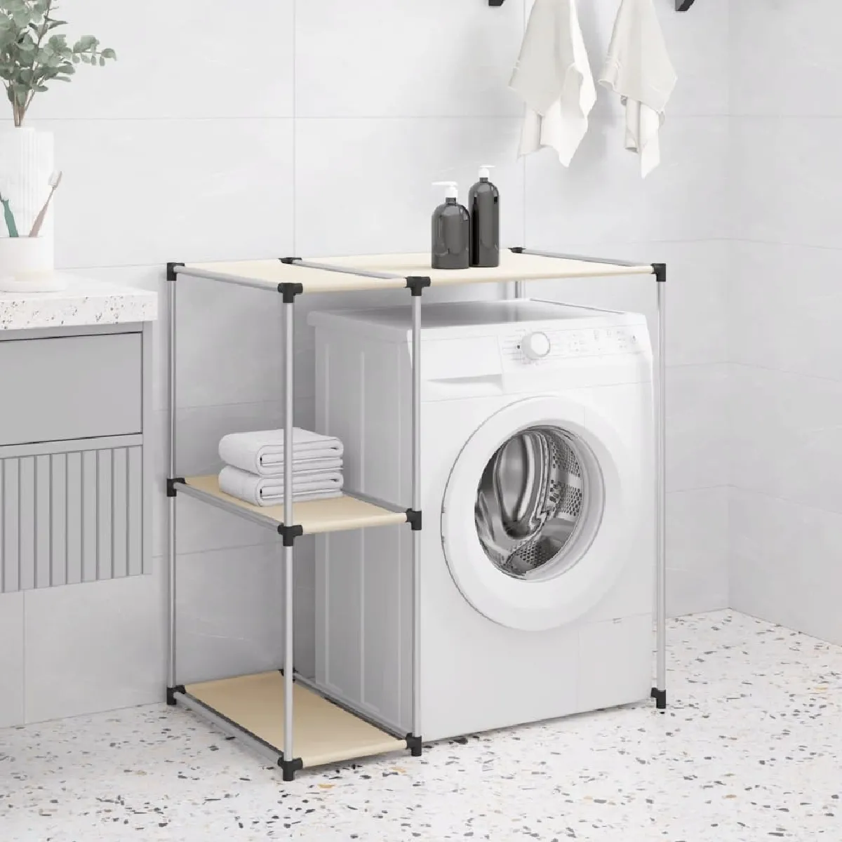 vidaXL Support de rangement sur machine à laver - Crème