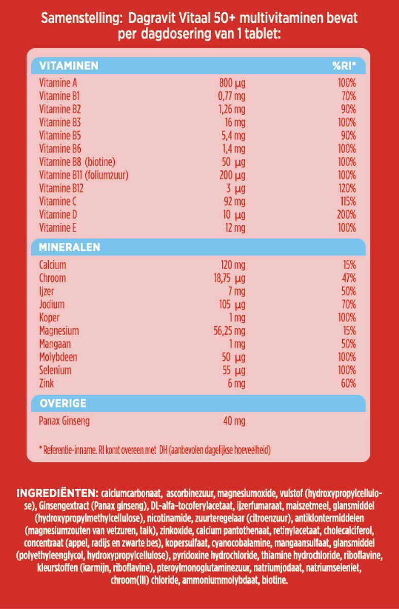 Dagravit Vitaal 50+ (60 tabletten)