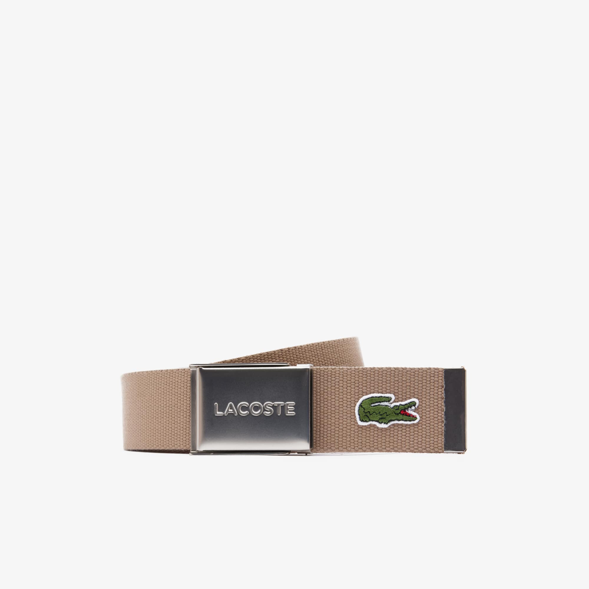 Ceinture sangle boucle gravée Lacoste Édition Made in France Ceintures - Beige - Lacoste - Homme