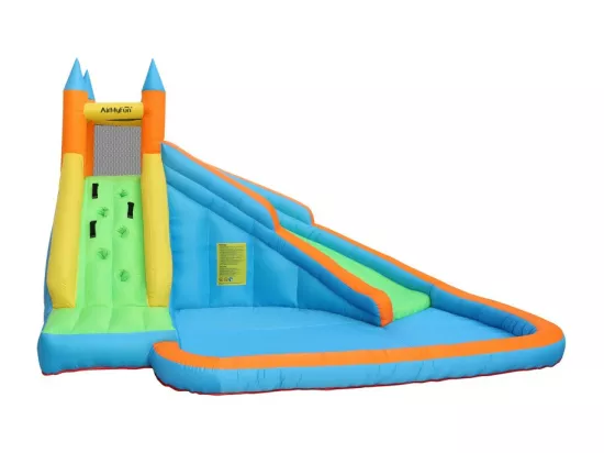 Château Aquatique Gonflable pour enfants 4m - Aire de jeux avec Escalade, Tobbogan et Piscine - Aqua Park