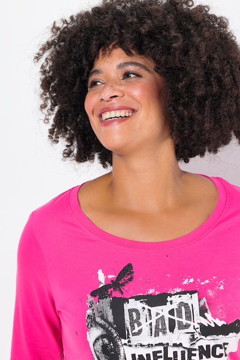 T-Shirt, Classic Fit, Collagen-Druck, 3/4-Ärmel