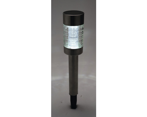 LED-zonnepadverlichting IP44 met grondpen, kleur roestvrij staal, HxØ 430x62 mm