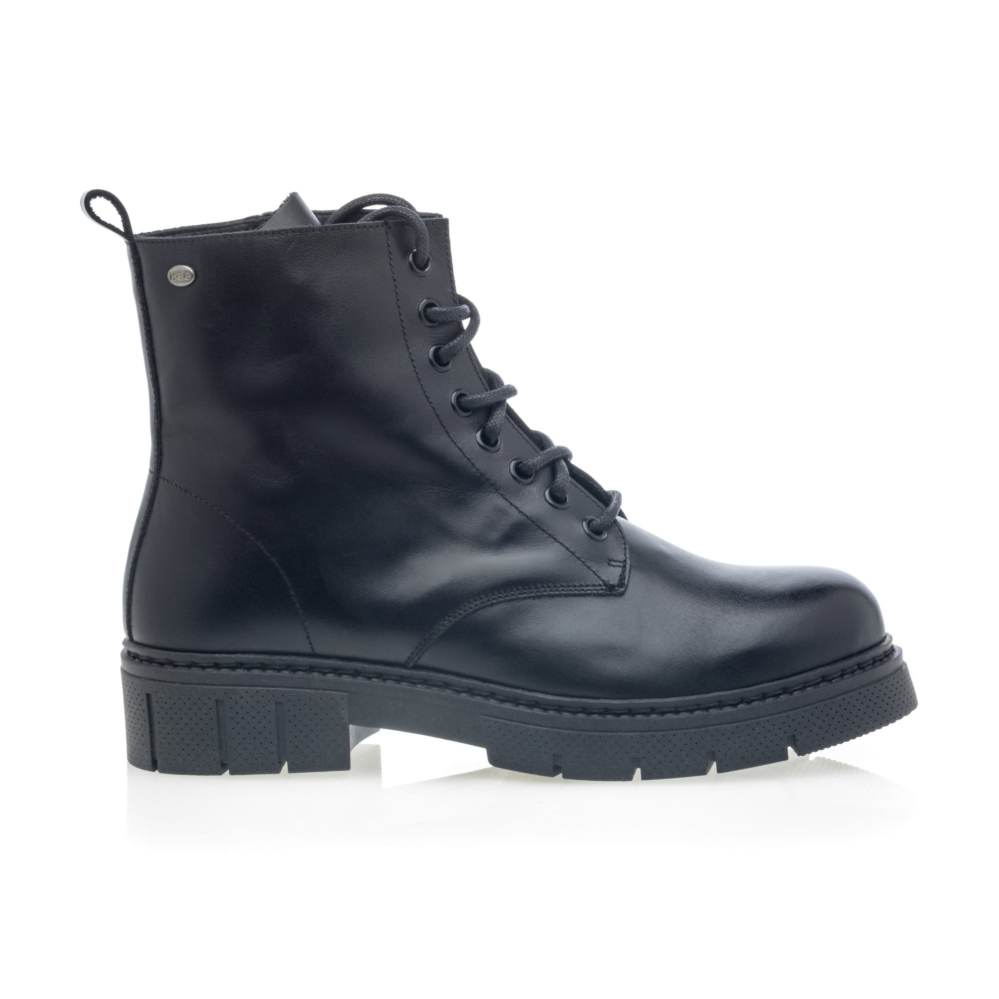 Bottines à lacets Femme en cuir noir