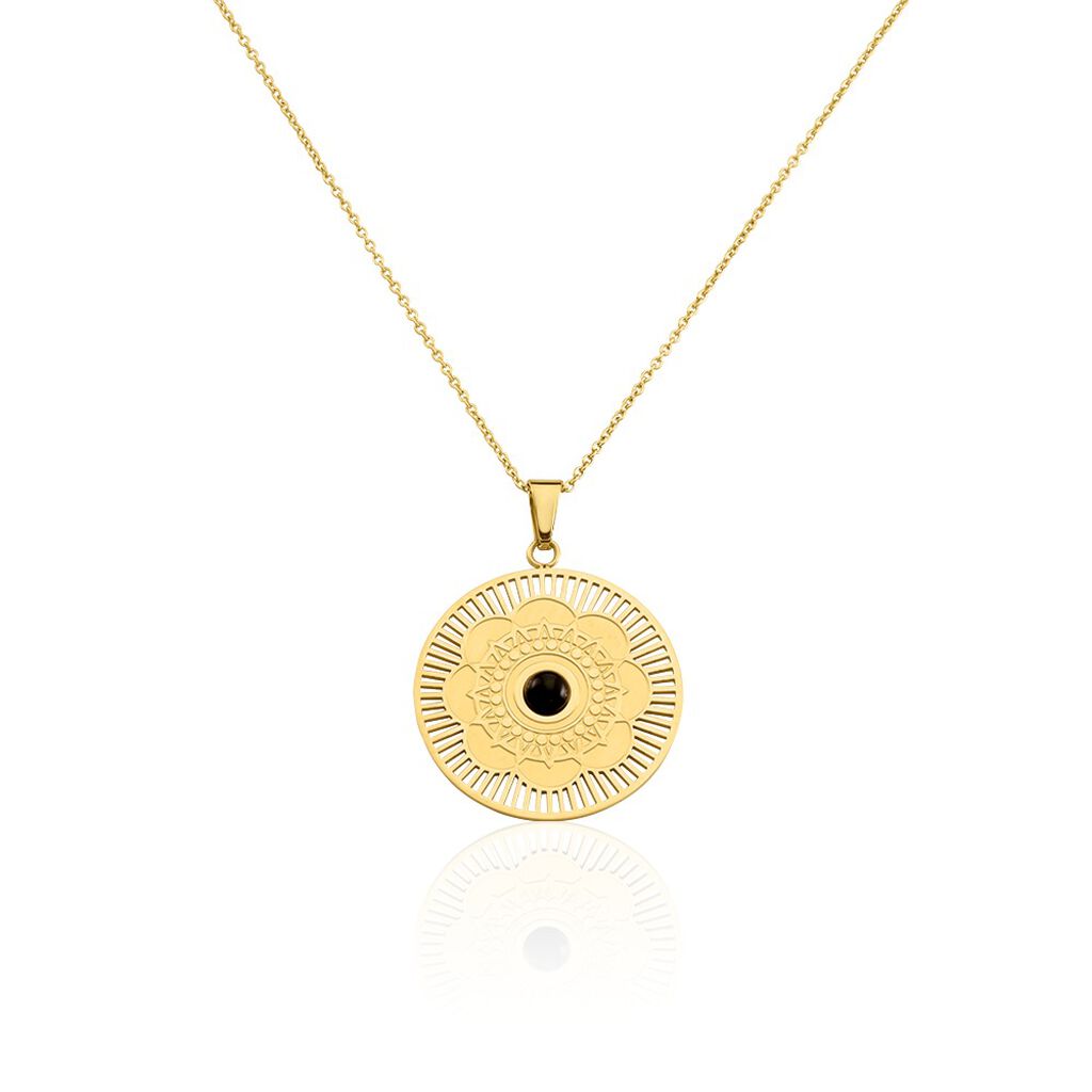 Collier Sautoir Acier Doré  Staffan Agate
