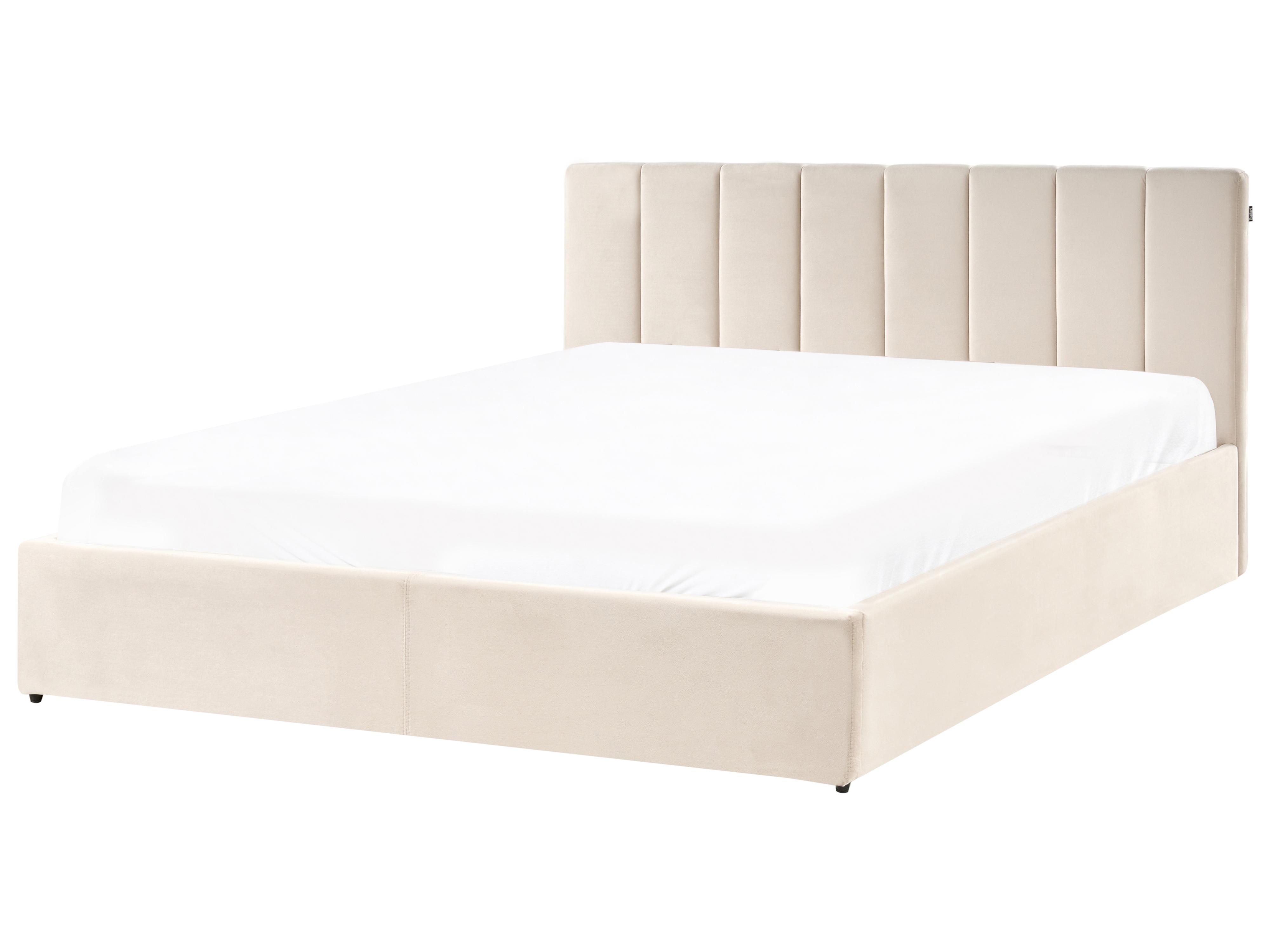 Bed met opbergruimte Fluweel DREUX 180 x 200 cm Lichtbeige