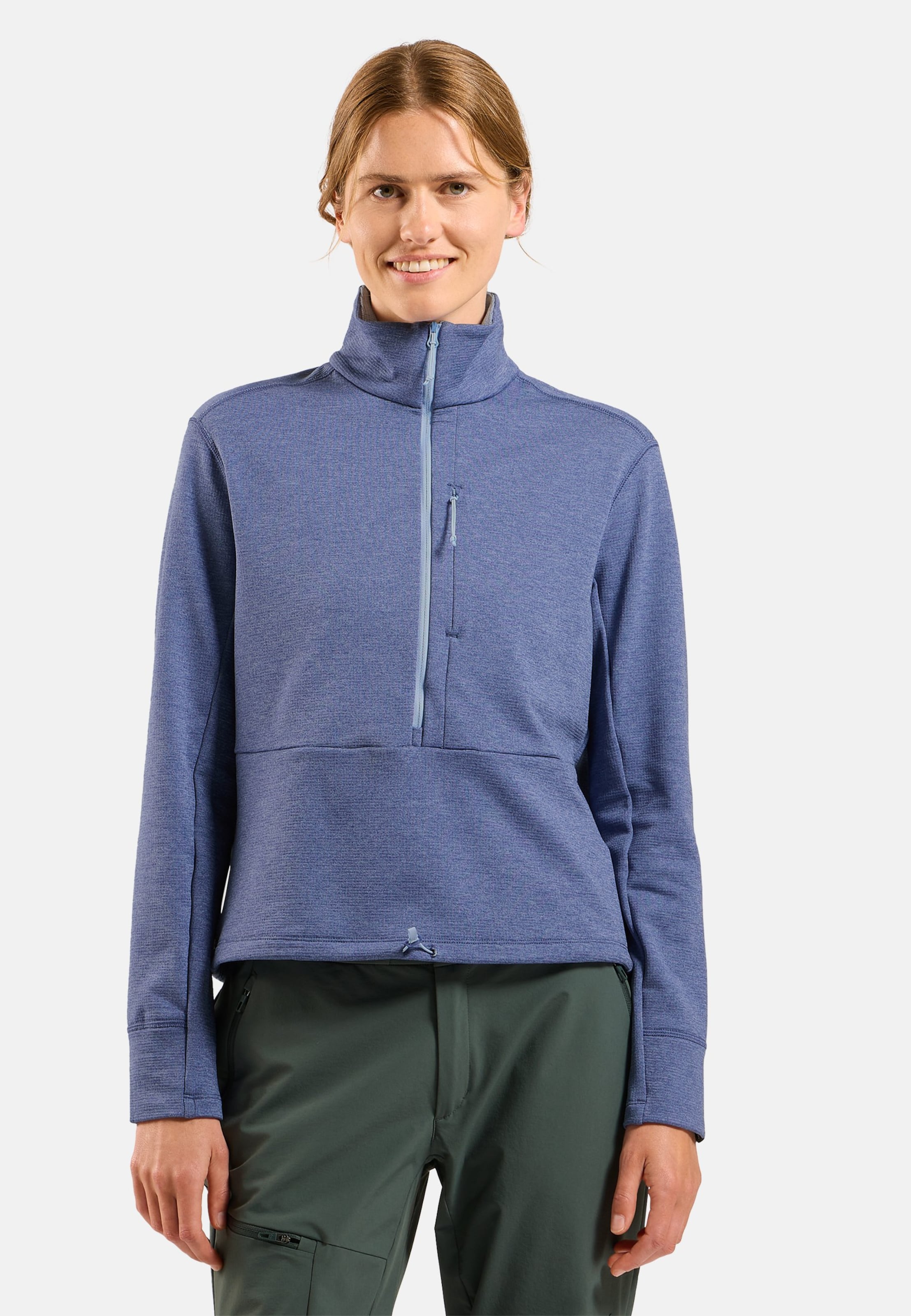 Essentials Multisport Mid Layer aus Grid-Fleece mit Halbreissverschluss in Blue heron melange