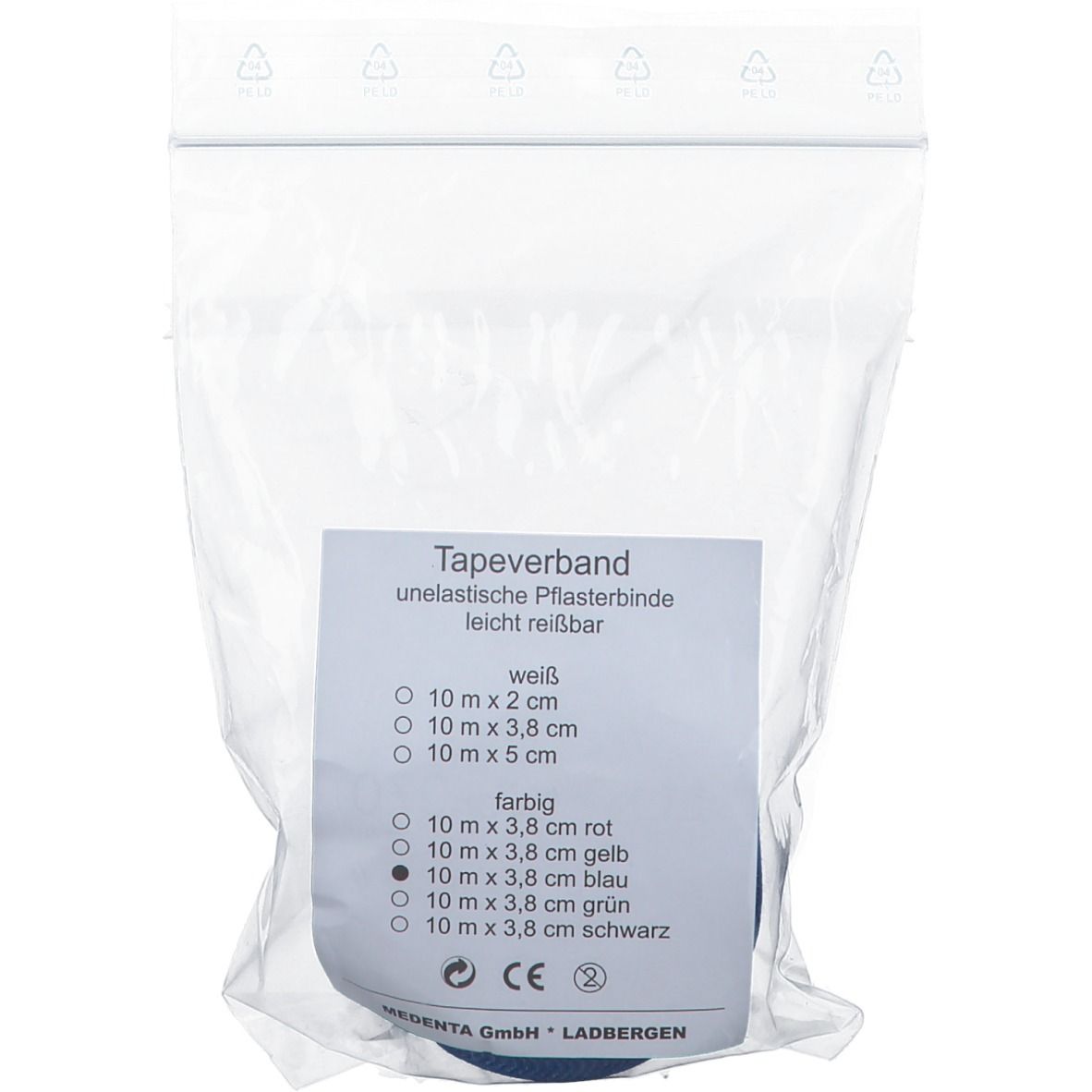Tapeverband blau 10 m x 3,8 cm