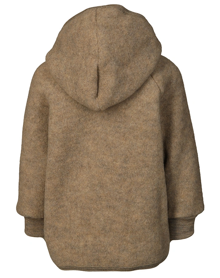 Wollfleece-Kapuzenjacke HOLZKNÖPFE in walnuss melange