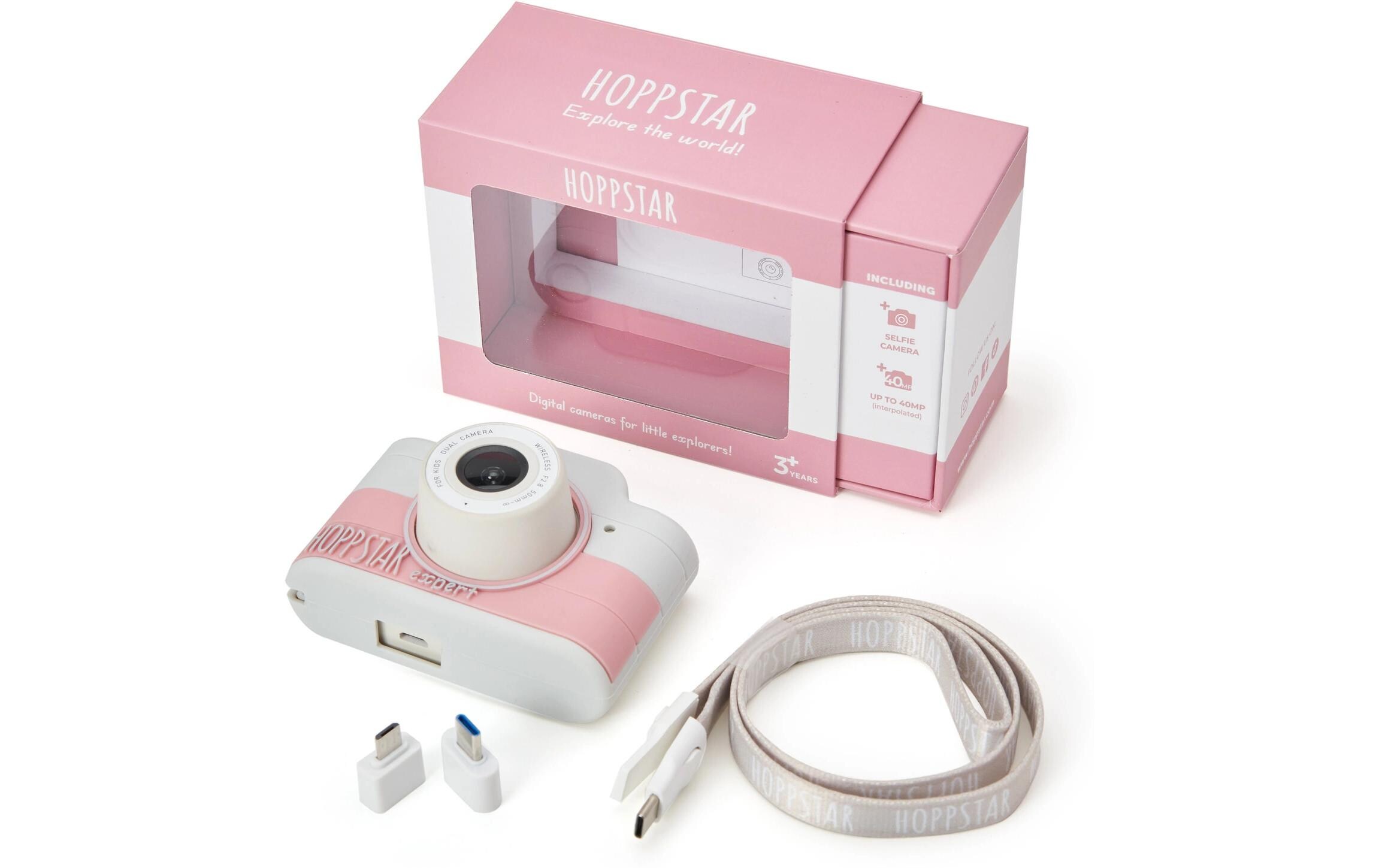Kinderkamera Digitalkamera Hoppstar Expert Kids HellrosaMit Selfie- Kamera und Videokamera