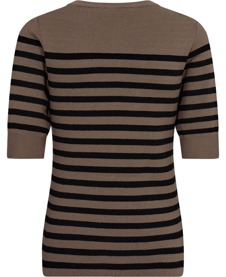 Soaked in Luxury SLPina Striped Tee Walnut with black stripe