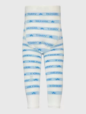 Calça legging comprida com estampa de logo e listras (pacote com 1)