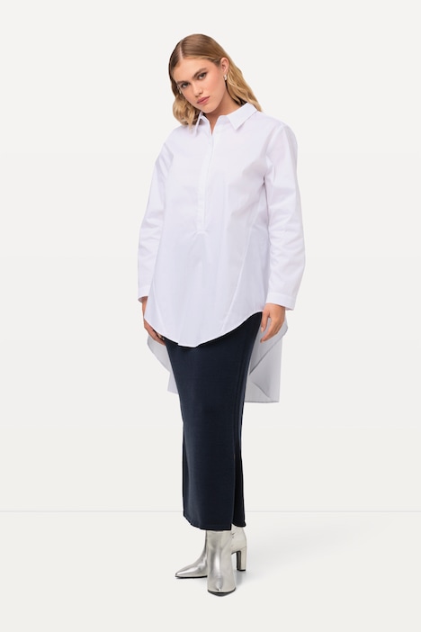 Longbluse, A-Linie, Hemdkragen, Langarm