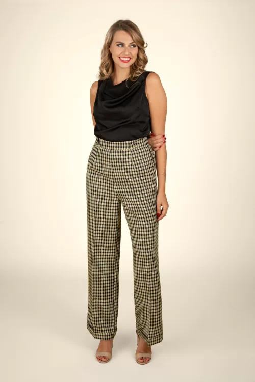Banned Retro Ruby Check pantalon in zwart