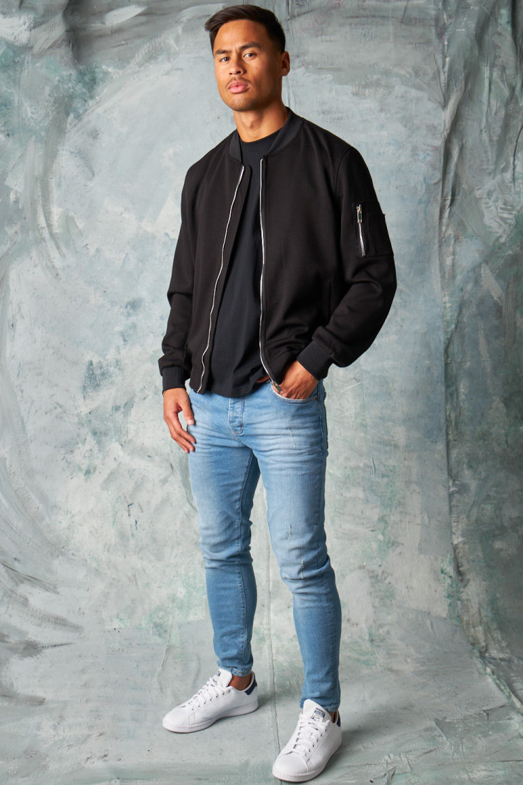 Bomber en suédine noir