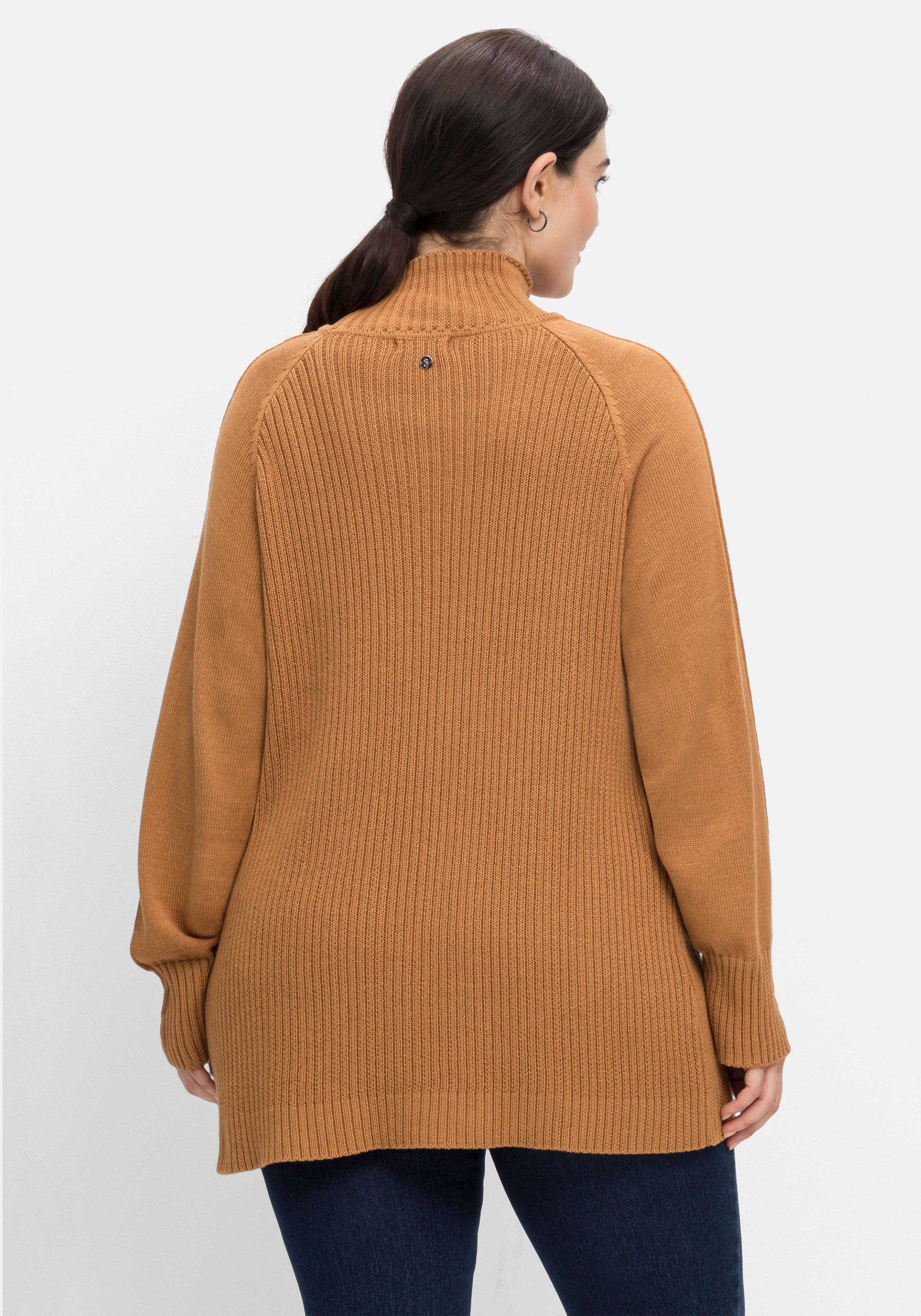 Pullover mit Stehkragen, im Struktur-Mix