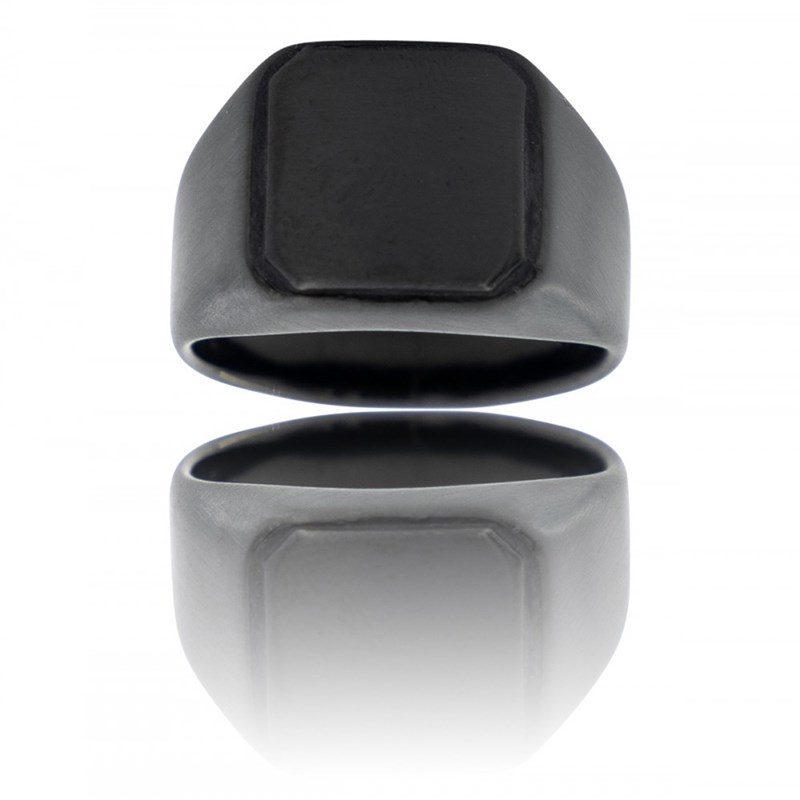 Bague Chevalière Homme Acier Noir