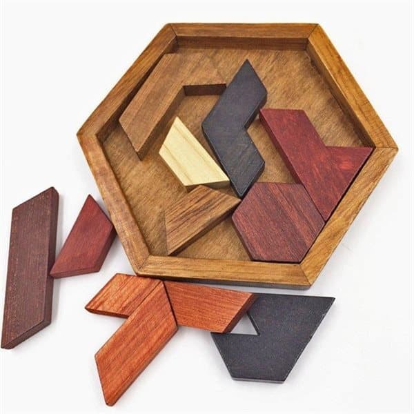 Træpuslespil Hexagon