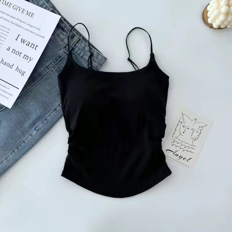 Wildery - Effen geplooide cami-top met vulling
