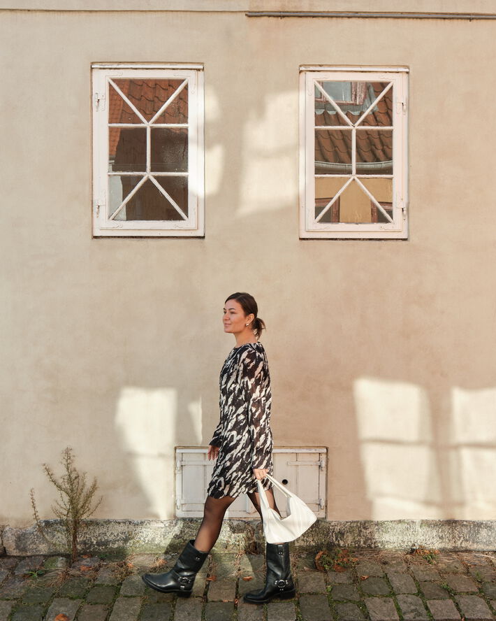 Neo Noir Luni Distressed Zebra Dress Black