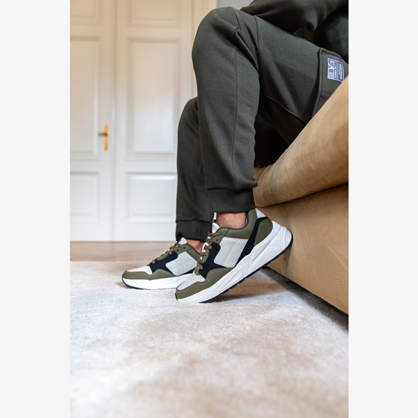 Blue Box heren dad sneakers groen wit