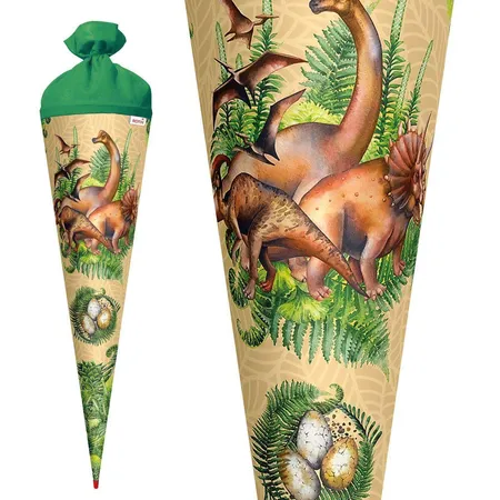 Roth Motiv-Schultüte, Veganosaurus, 70cm, rund, Rot(h)-Spitze, Filzverschluss