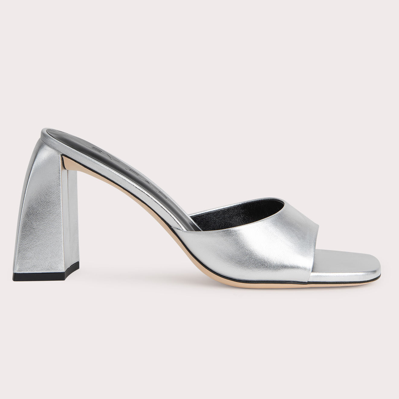 By Far Mules en Cuir Michele argentées - Talon 10 cm