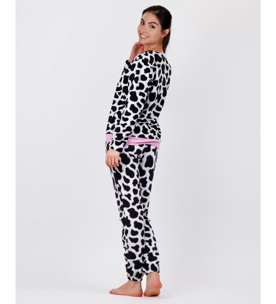 Admas Pijama Northern Lights animal print blanco, negro