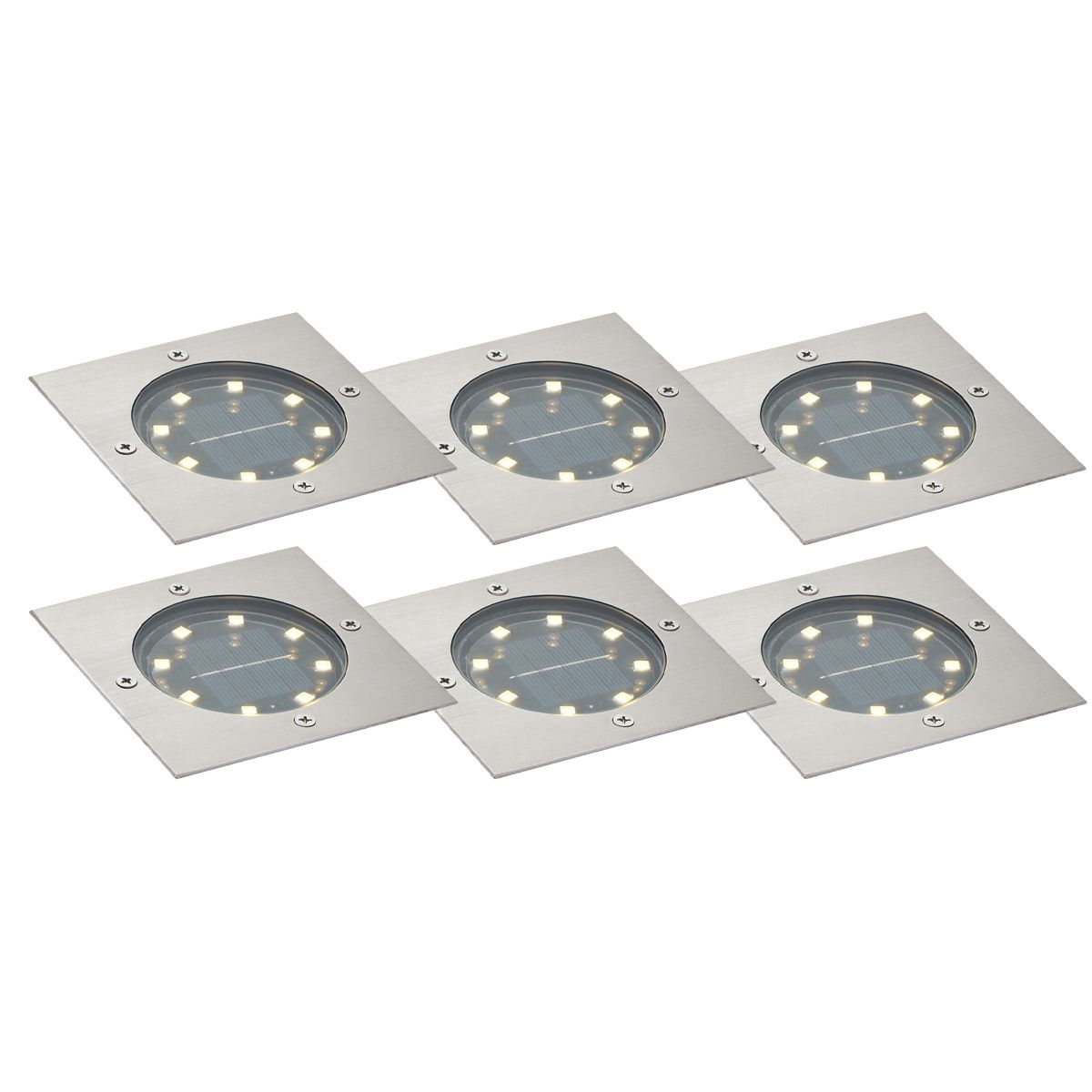 Set van 6 grondspots aluminium vierkant incl. LED IP65 solar - Terry