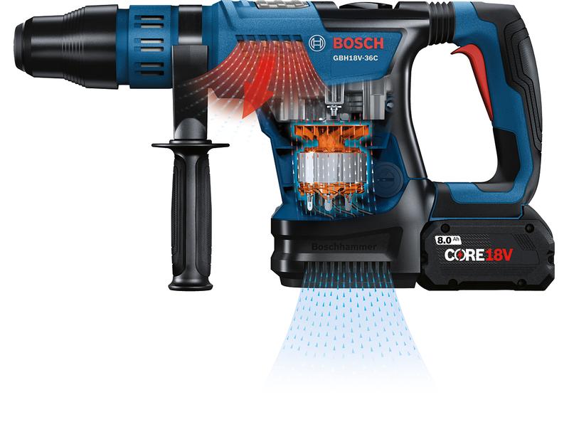 Bosch Professional Akku-Bohrhammer GBH 18V-36 C Biturbo 2 x Herausragende Kompaktheit und Leistung