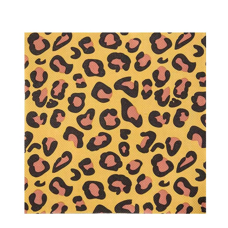 (20er Set) 33x33cm Einweg Servietten Party Tisch Dekoration im Leoparden Design - Braun / Schwarz