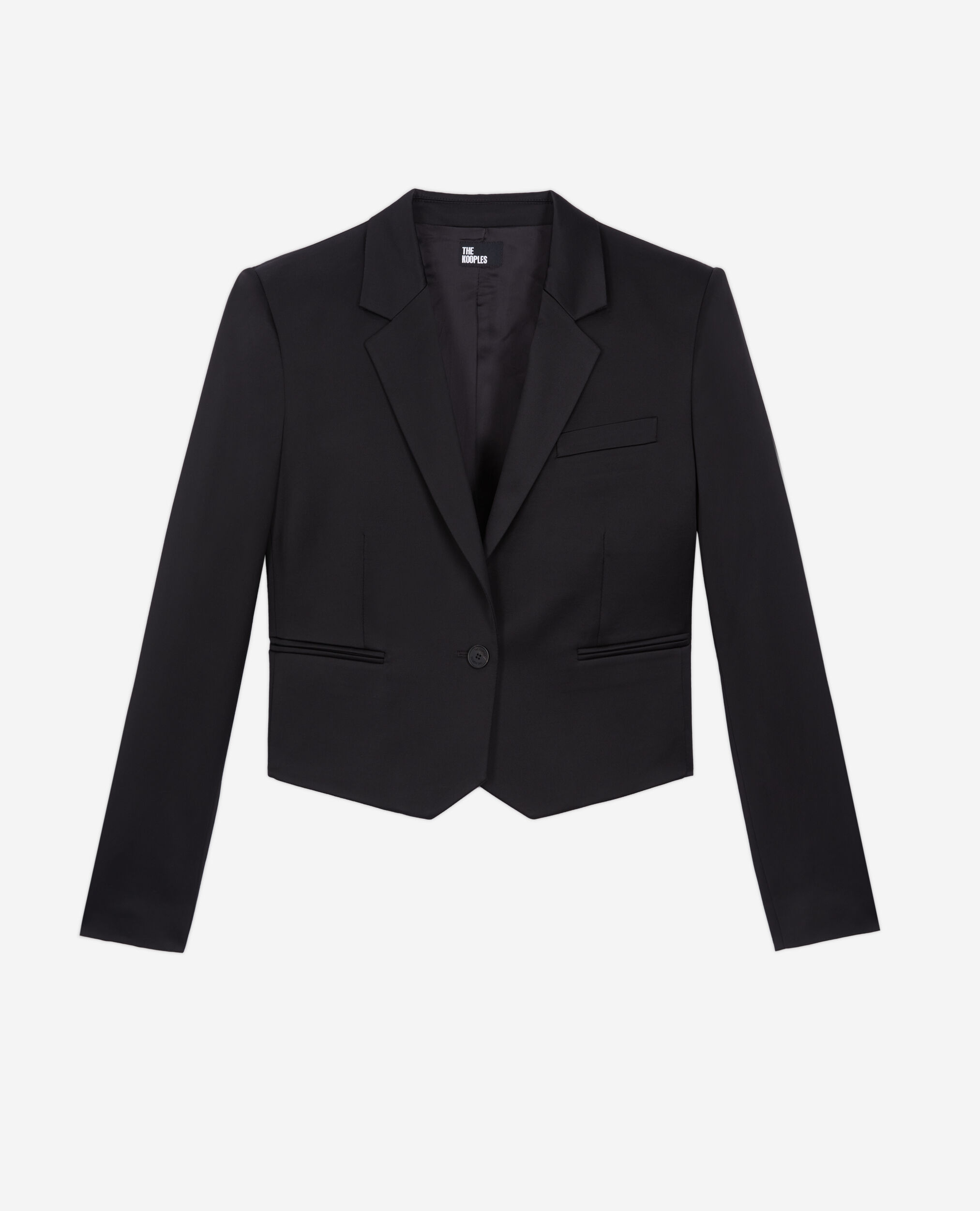 Veste courte noire satinée
