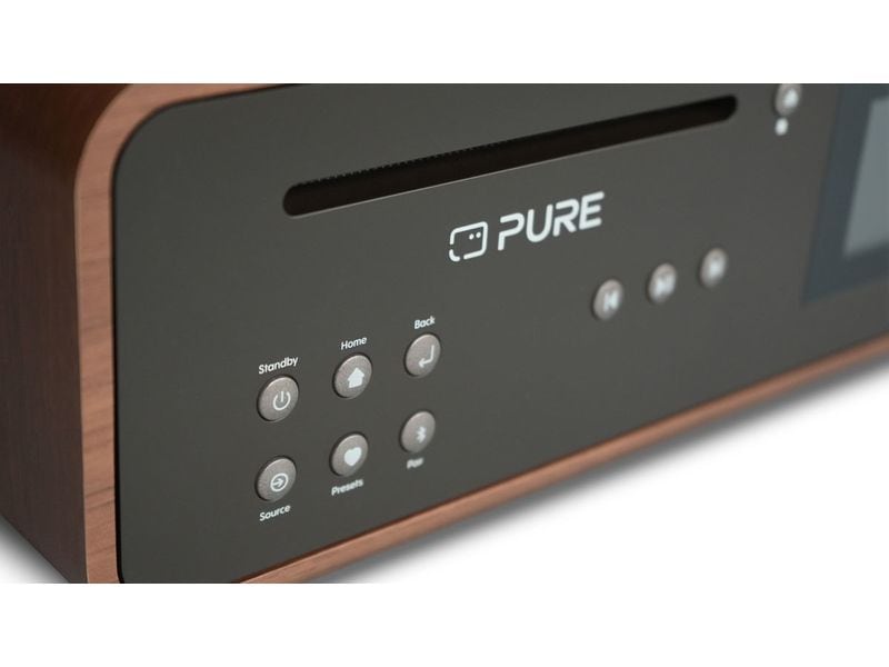 Pure Micro-HiFi Anlage Classic Stereo Schwarz/Walnuss Kräftige Stereo-Anlage mit 2 Lautsprechern